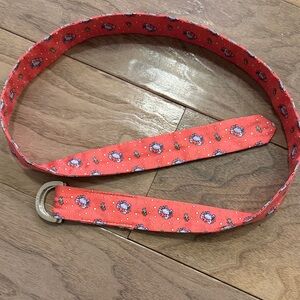 Vineyard Vines Red Kids Belt with Whale Pattern